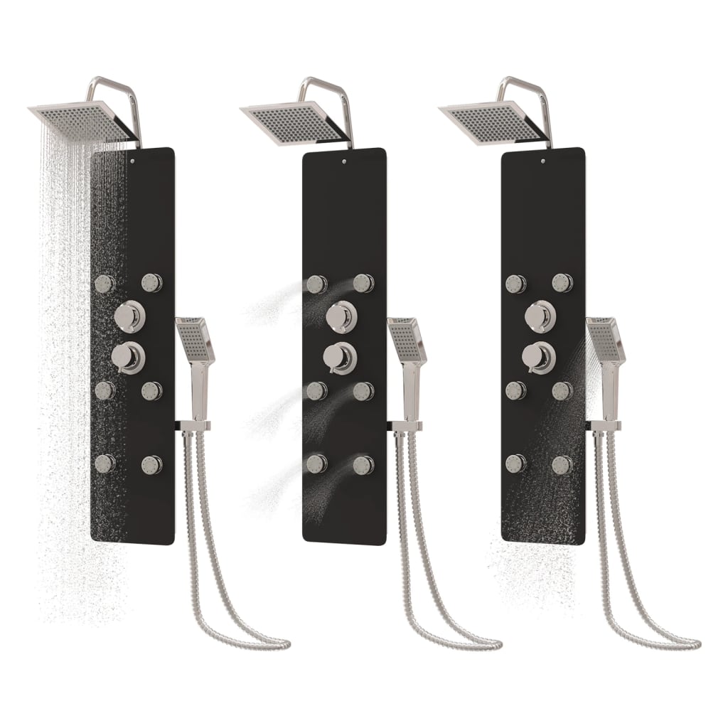 Shower panel glass 25x47.5x130 cm black
