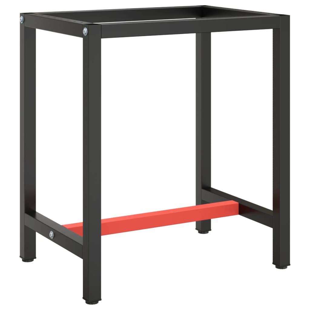 Workbench frame matt black and matt red 70x50x79 cm metal