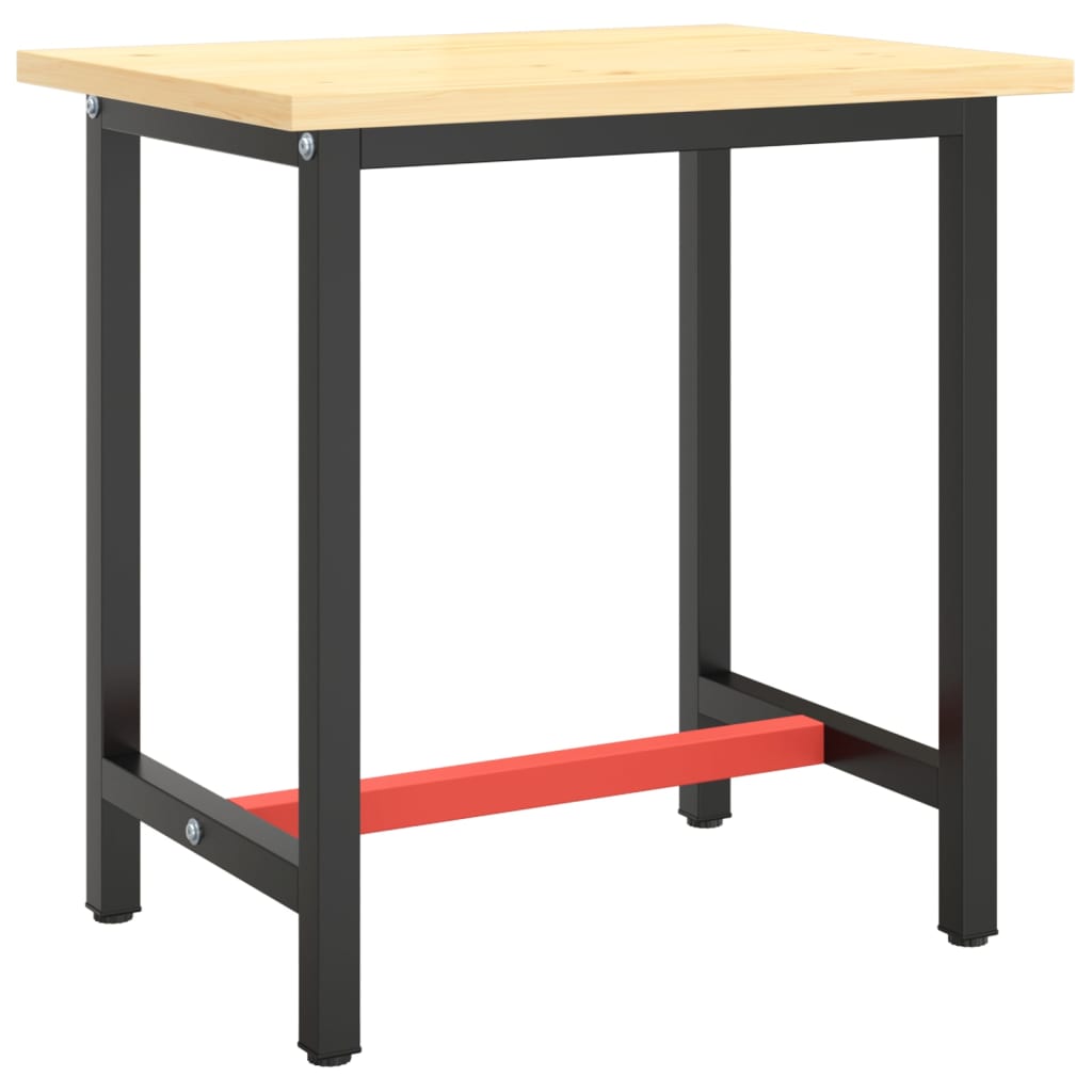 Workbench frame matt black and matt red 70x50x79 cm metal