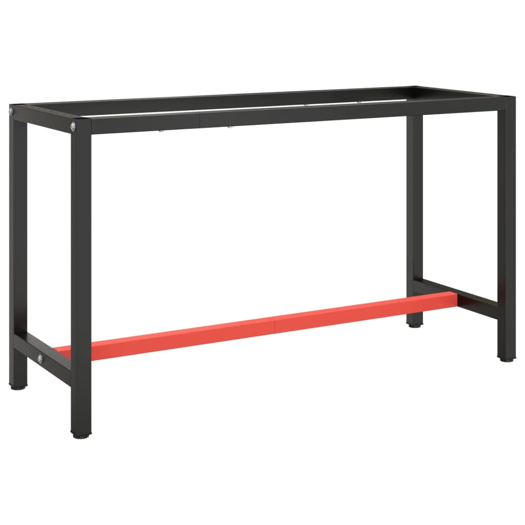 Workbench frame matt black and matt red 140x50x79 cm metal