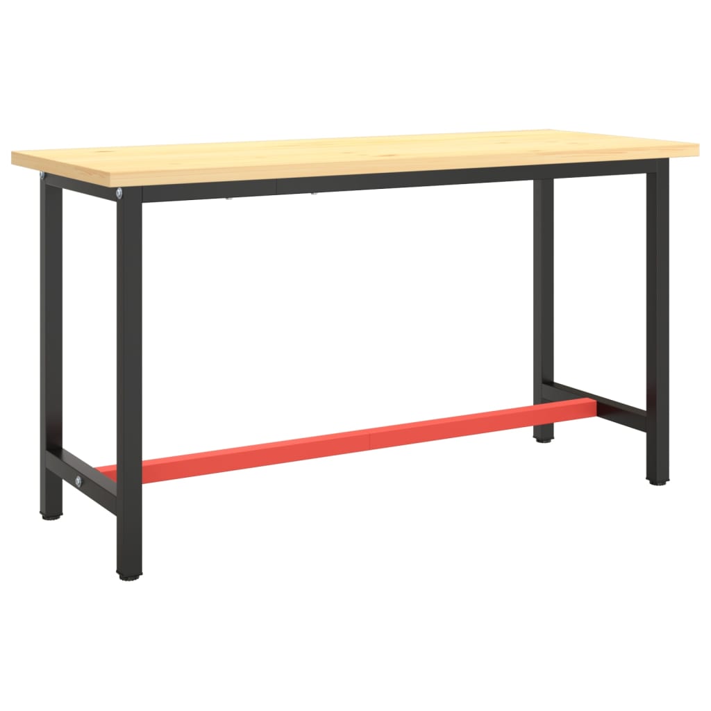 Workbench frame matt black and matt red 140x50x79 cm metal