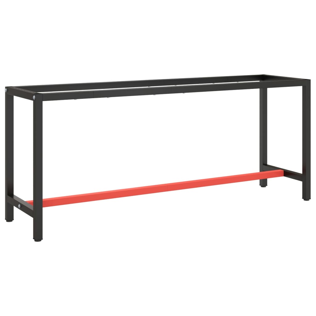 Workbench frame matt black and matt red 190x50x79 cm metal