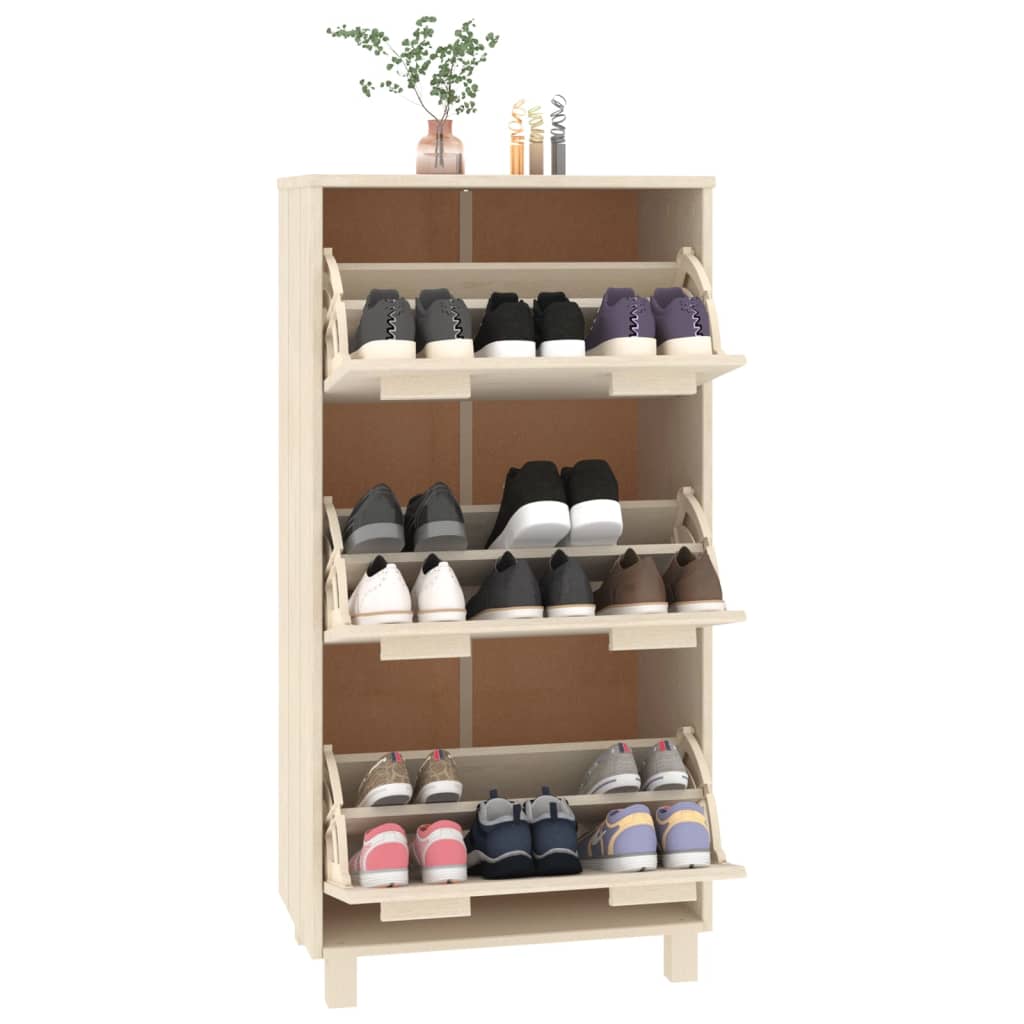 Shoe cabinet HAMAR honey brown 59.5x35x117 cm solid pine wood