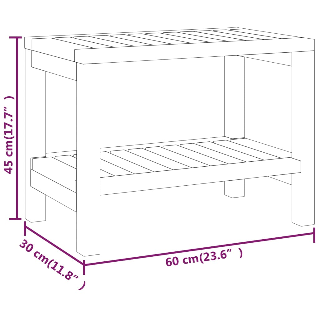 Badezimmer-Beistelltisch 60x30x45 cm Massivholz Teak