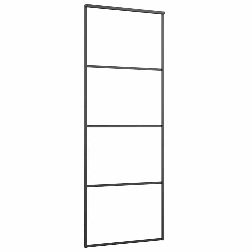 Schiebetür ESG-Glas und Aluminium mattiert 76x205 cm Schwarz