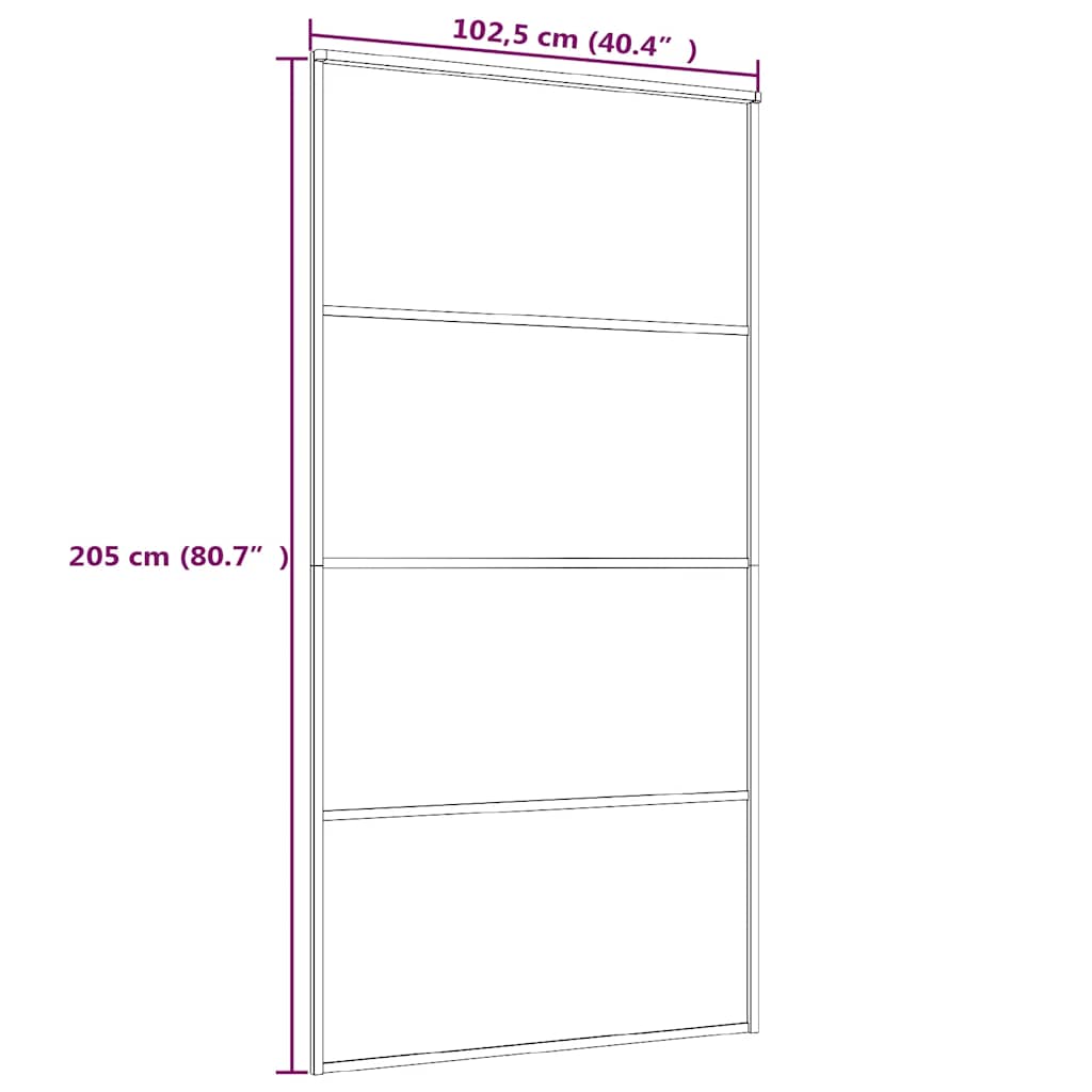 Schiebetür ESG Glas und Aluminium mattiert 102,5x205 cm Schwarz