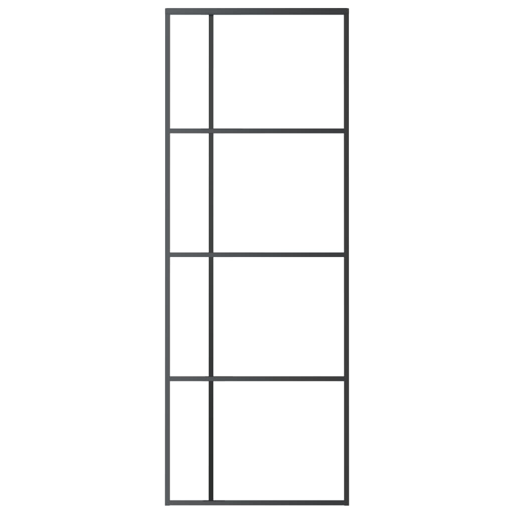 Schiebetür ESG-Glas und Aluminium 76x205 cm Schwarz