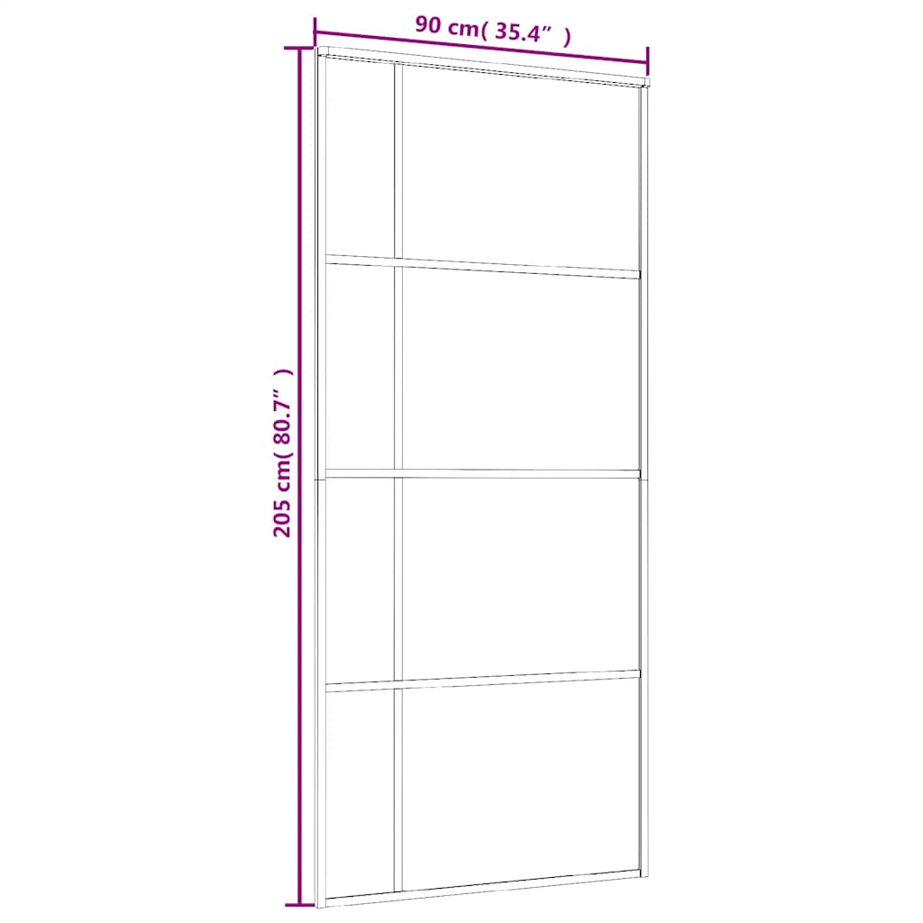 Schiebetür ESG-Glas und Aluminium 90x205 cm Weiß