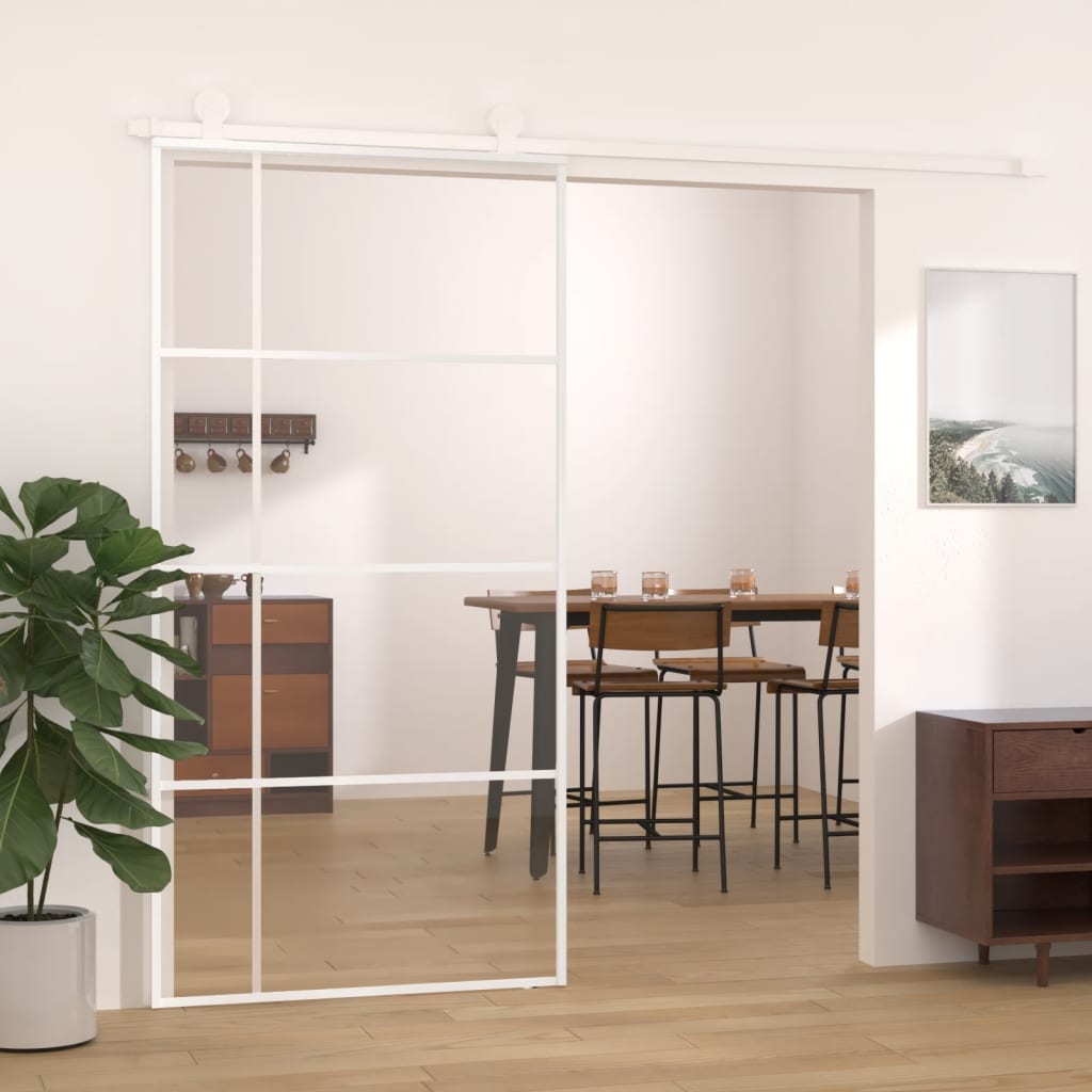 Schiebetür ESG Glas und Aluminium 102,5x205 cm Weiß