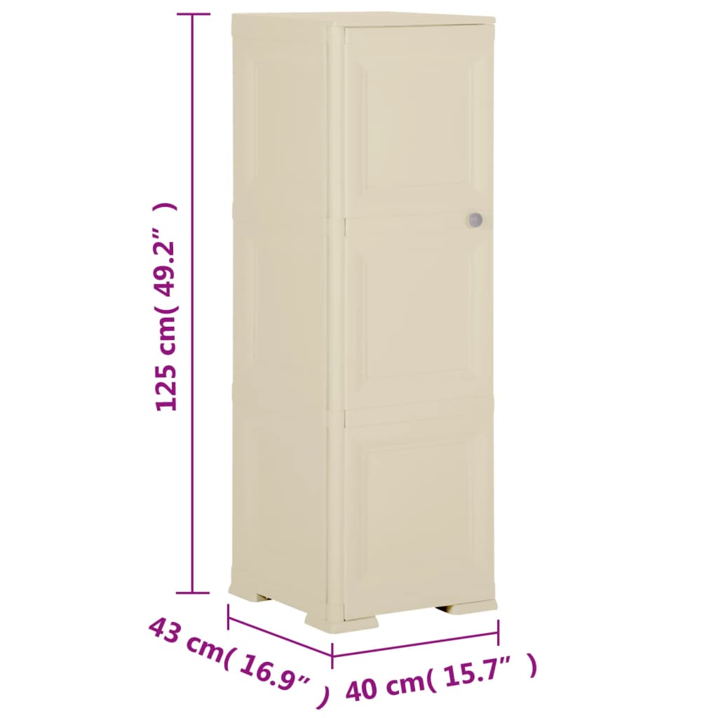 Plastic cabinet 40x43x125 cm wood design Angora-White