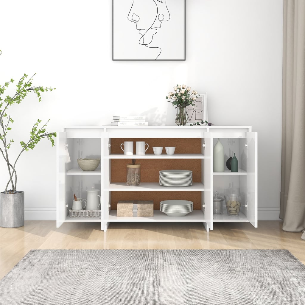Sideboard Hochglanz-Weiß 135x41x75 cm Holzwerkstoff