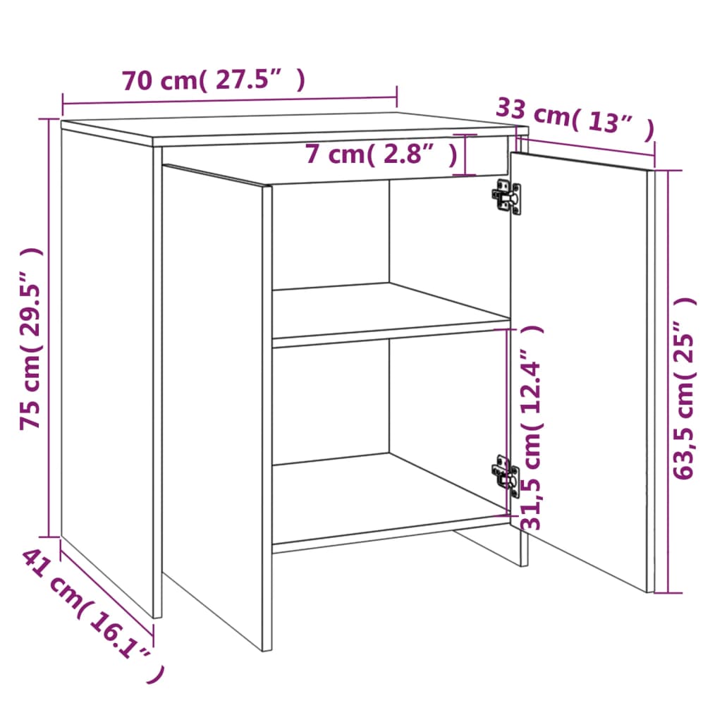 Sideboard Grau Sonoma 70x41x75 cm Holzwerkstoff