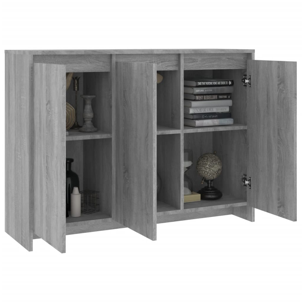 Sideboard Grau Sonoma 102x33x75 cm Holzwerkstoff