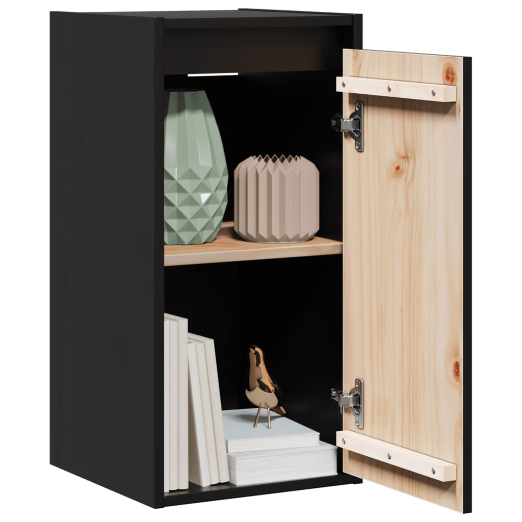 Wall Cabinets 2 pcs. Black 30x30x60 cm Solid Pine