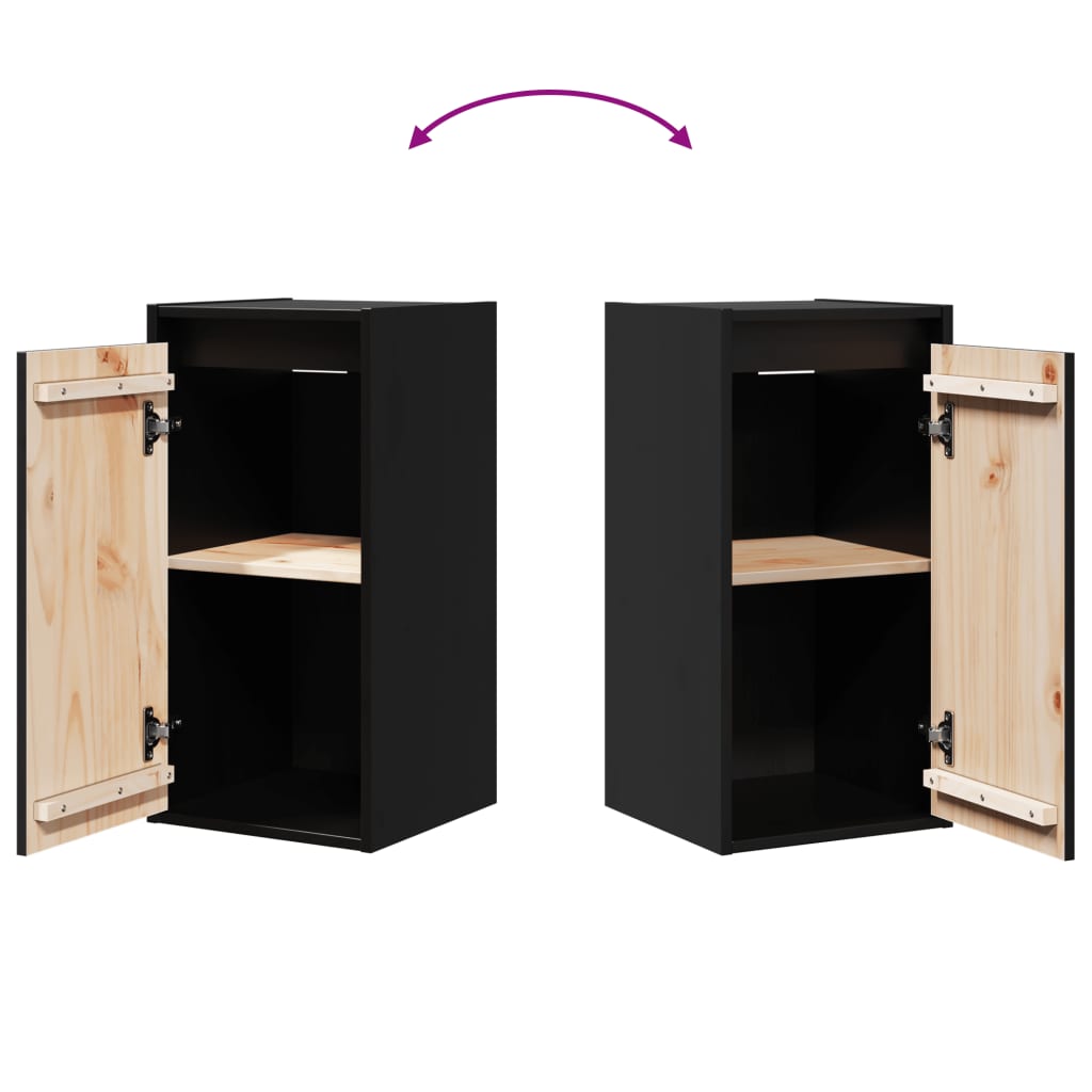 Wall Cabinets 2 pcs. Black 30x30x60 cm Solid Pine