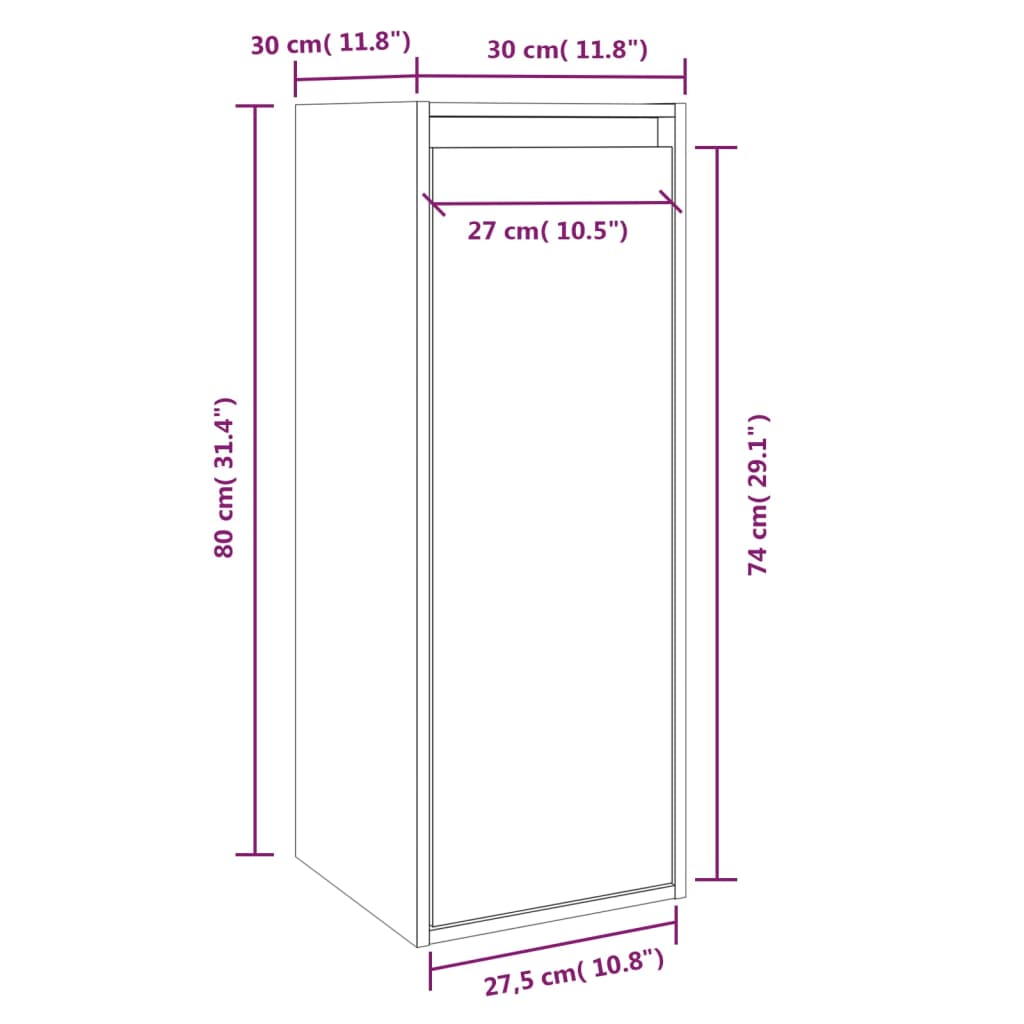 Wall cabinets 2 pcs. 30x30x80 cm solid pine