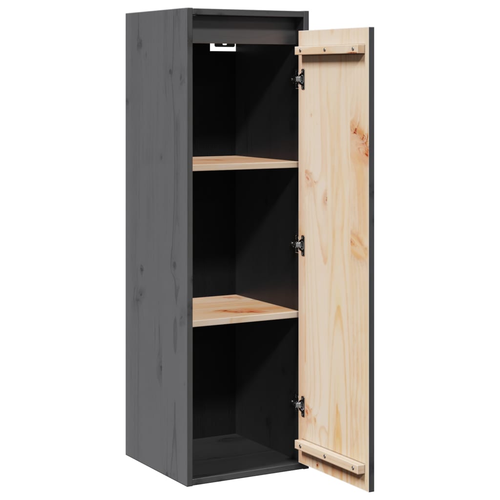 Wall Cabinets 2 pcs. Grey 30x30x100 cm Solid Pine