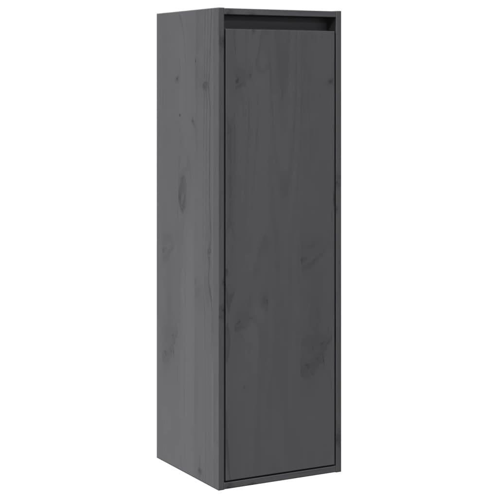Wall Cabinets 2 pcs. Grey 30x30x100 cm Solid Pine