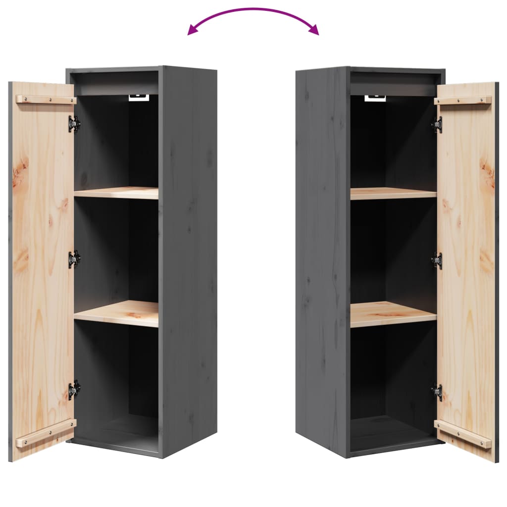Wall Cabinets 2 pcs. Grey 30x30x100 cm Solid Pine