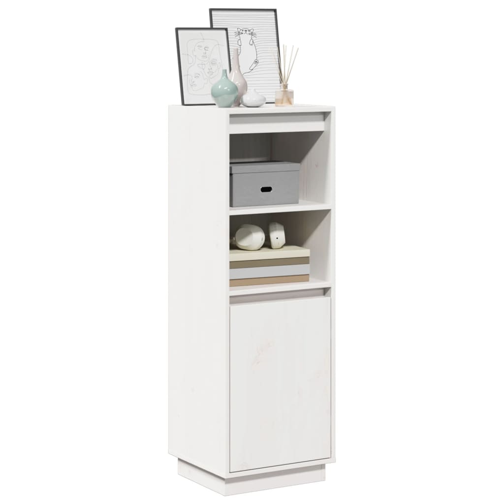 Highboard Weiß 37x34x110 cm Massivholz Kiefer