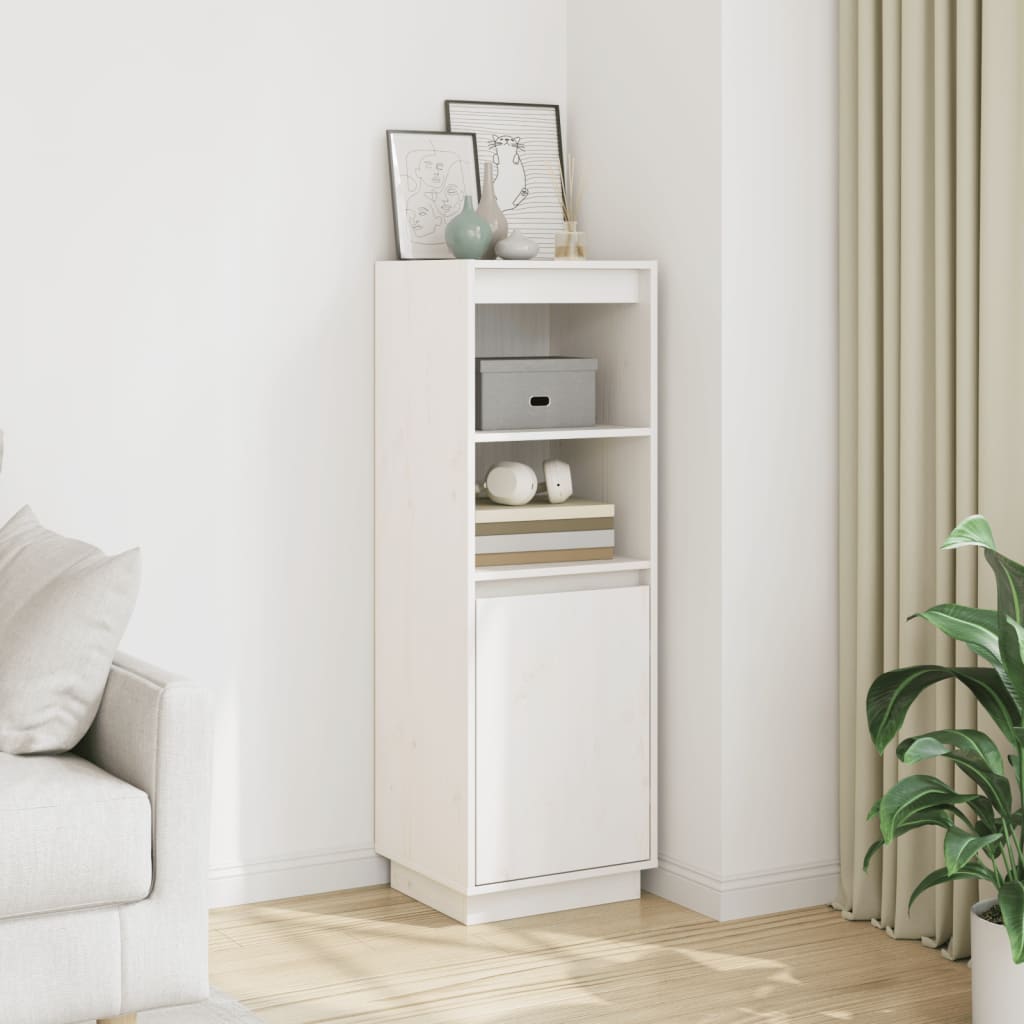 Highboard Weiß 37x34x110 cm Massivholz Kiefer