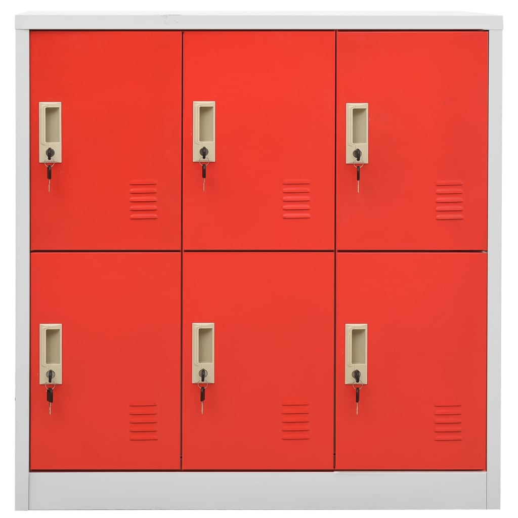 Locker cabinets 2 pcs. Light grey and red 90x45x92.5cm steel