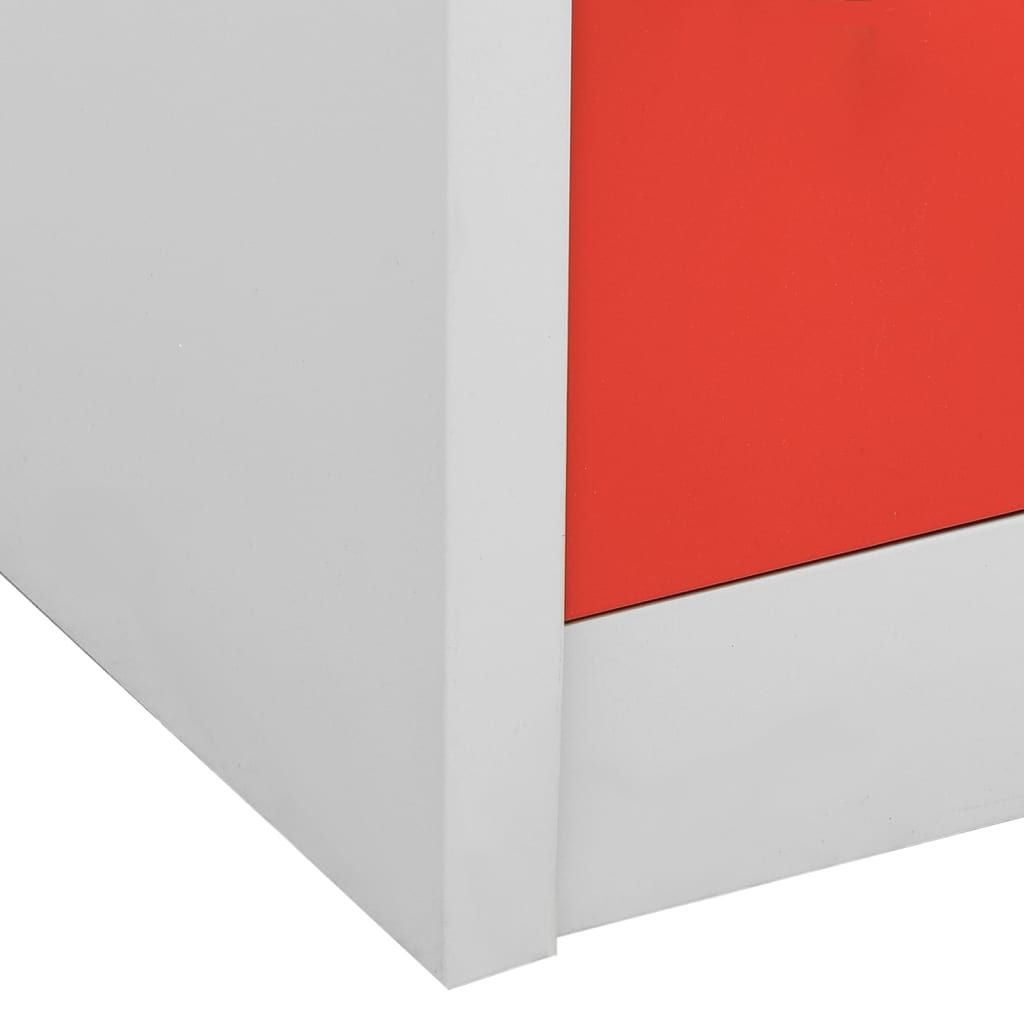 Locker cabinets 2 pcs. Light grey and red 90x45x92.5cm steel