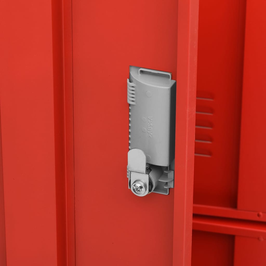 Locker cabinets 2 pcs. Light grey and red 90x45x92.5cm steel