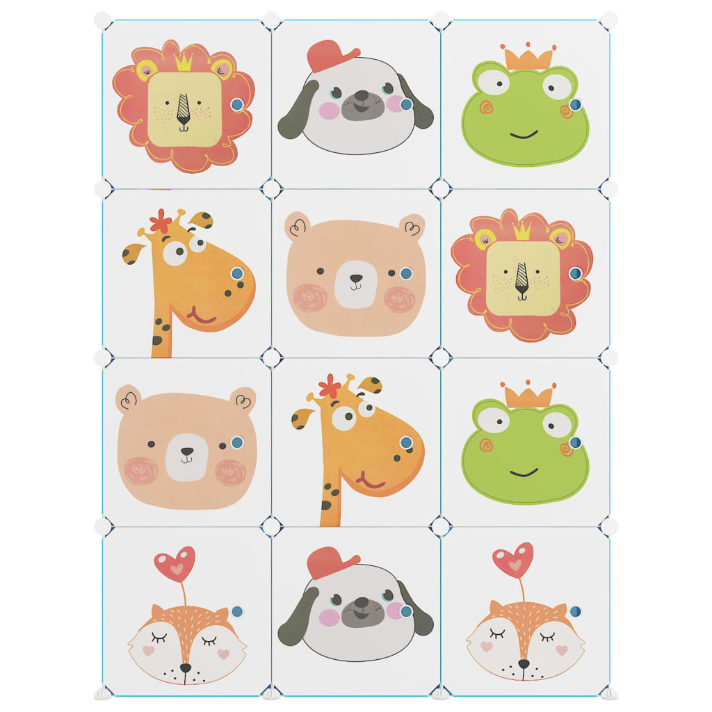 Children's wardrobe modular with 12 cubes green PP