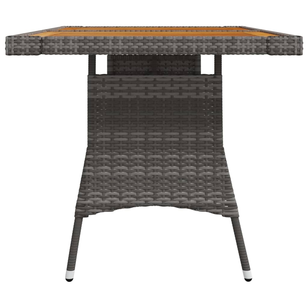 Garden table grey 130x70x72 cm poly rattan &amp; solid acacia wood