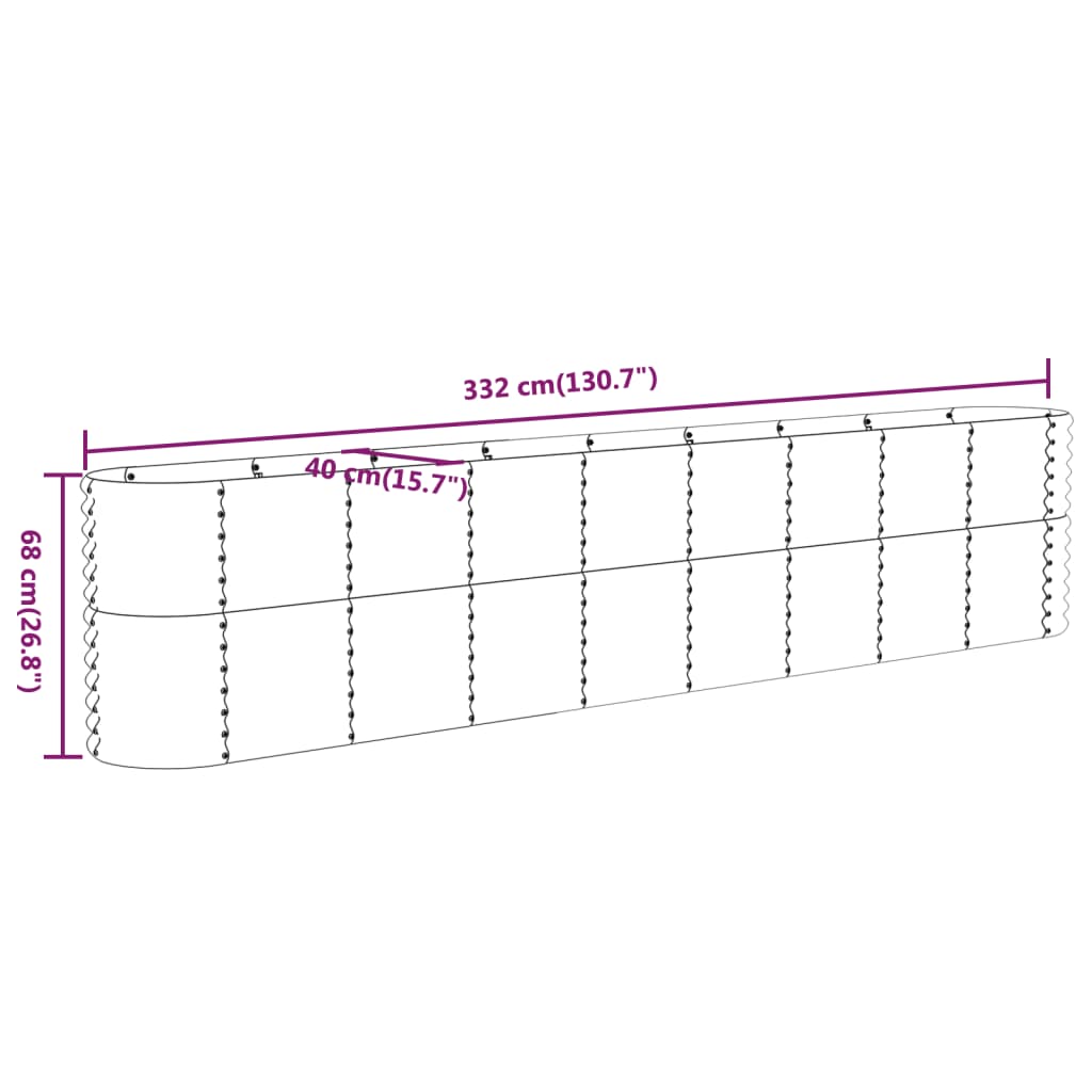 Hochbeet Verzinkter Stahl 332x40x68 cm Anthrazit