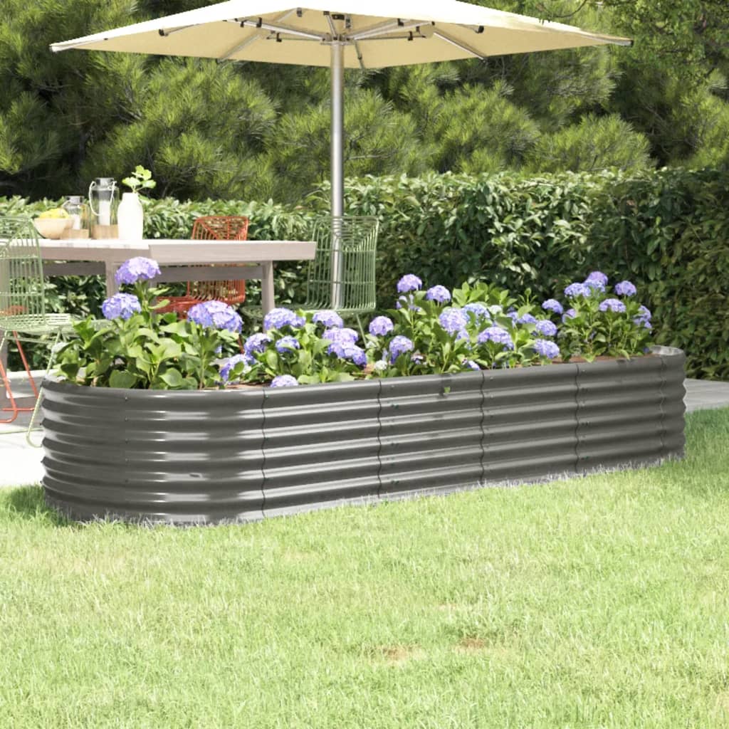 Hochbeet Verzinkter Stahl 224x80x36 cm Grau
