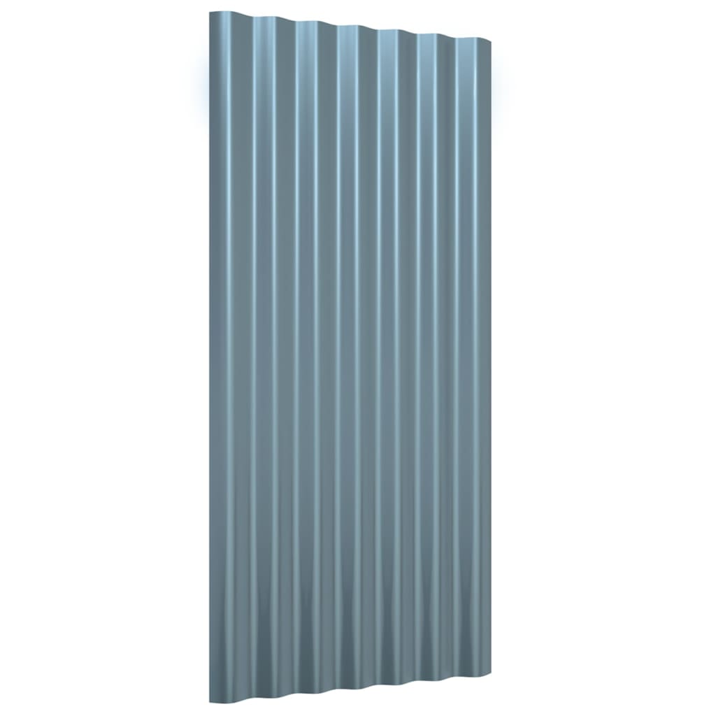 Dachpaneele 12 Stk. Verzinkter Stahl Grau 80x36 cm