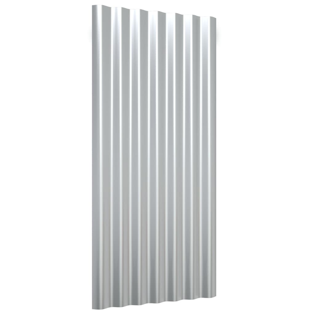 Dachpaneele 12 Stk. Verzinkter Stahl Silber 80x36 cm