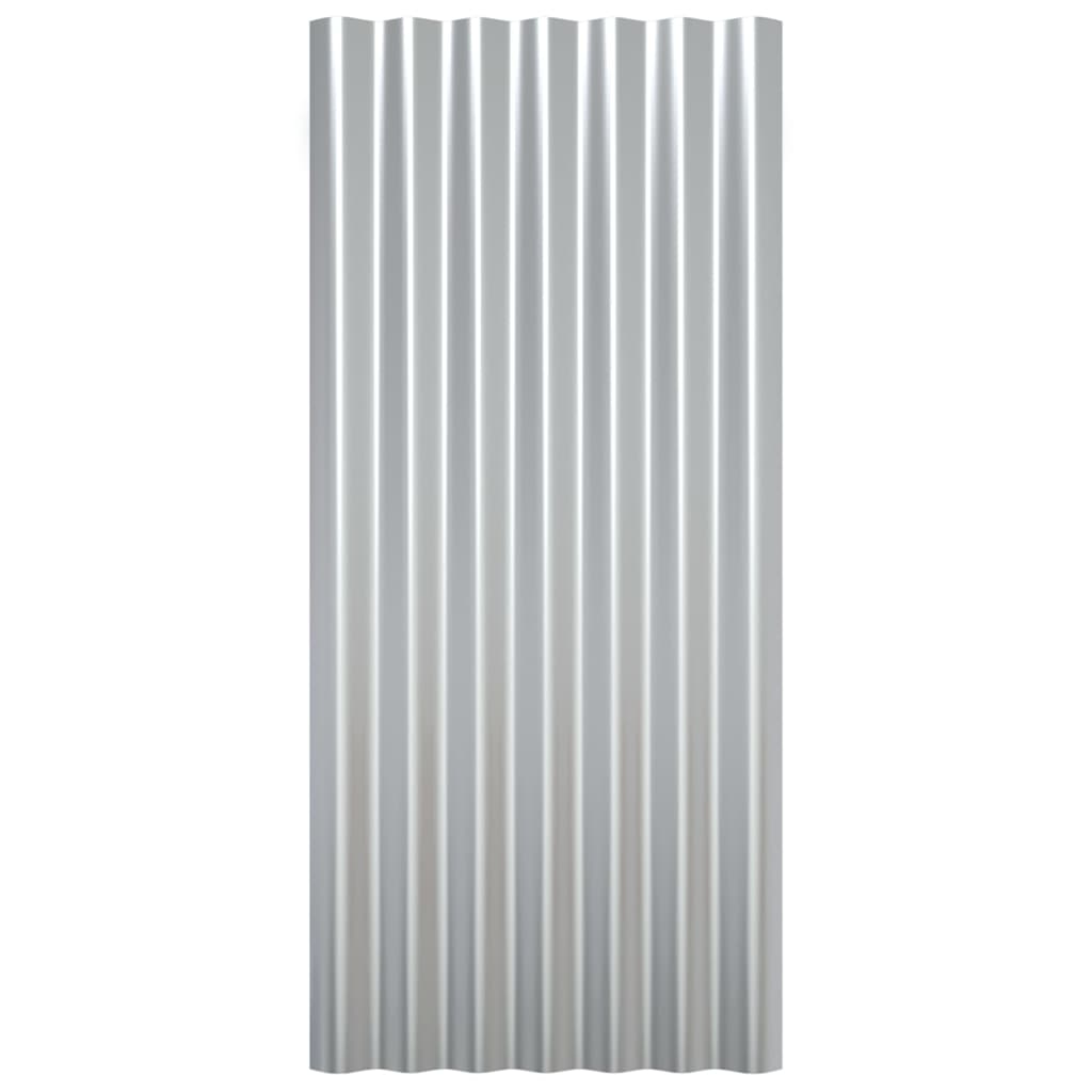 Dachpaneele 12 Stk. Verzinkter Stahl Silber 80x36 cm