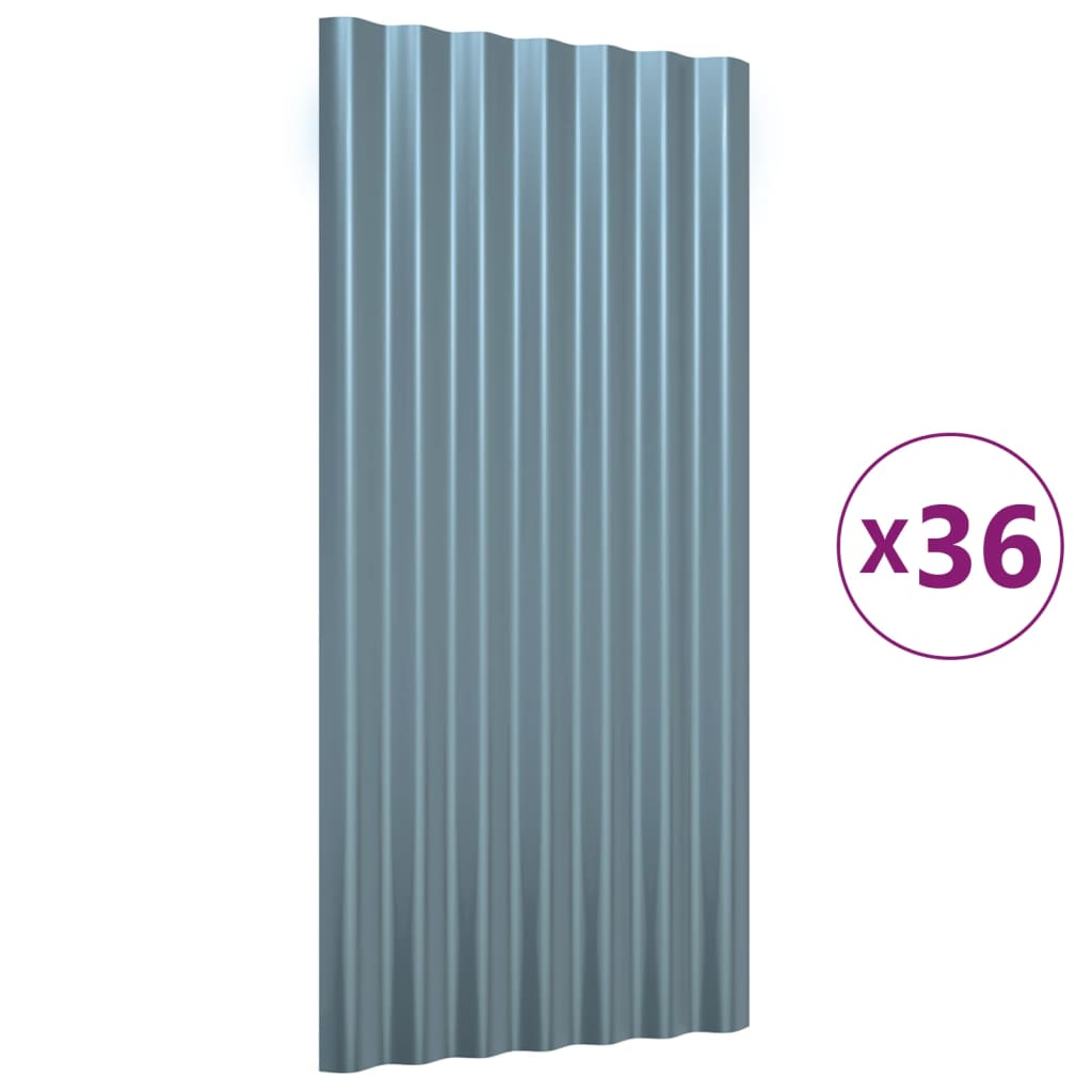 Dachpaneele 36 Stk. Verzinkter Stahl Grau 80x36 cm