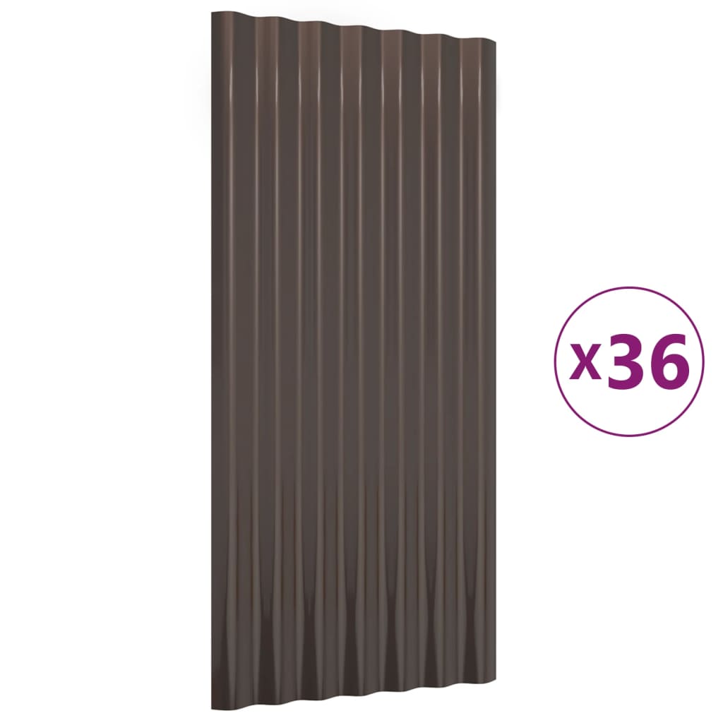 Dachpaneele 36 Stk. Verzinkter Stahl Braun 80x36 cm