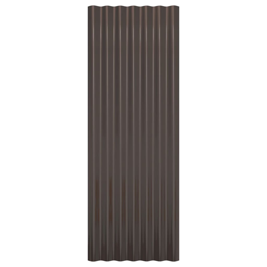 Dachpaneele 12 Stk. Verzinkter Stahl Braun 100x36 cm