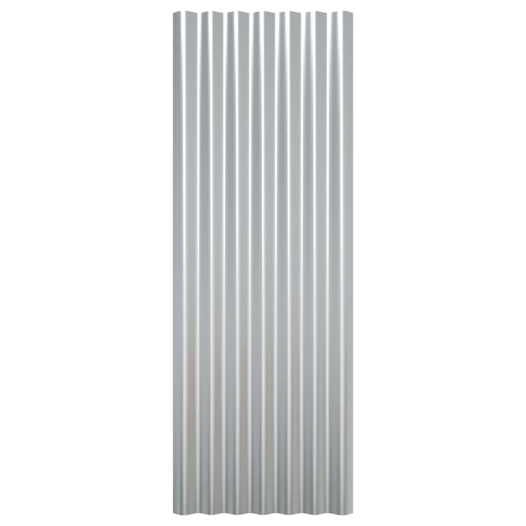 Dachpaneele 12 Stk. Pulverbeschichteter Stahl Silbern 100x36 cm