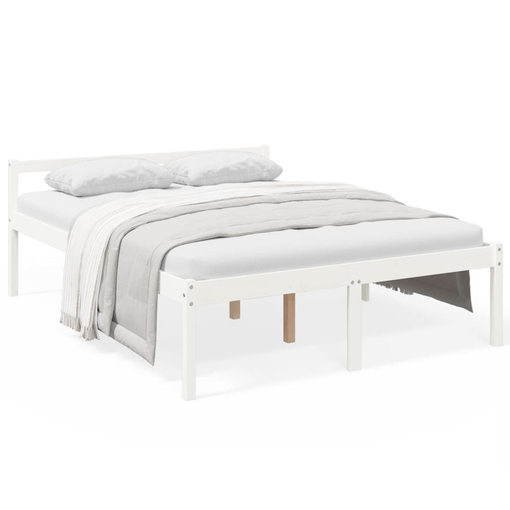 Senior Bed White 150x200 cm Solid Pine Wood