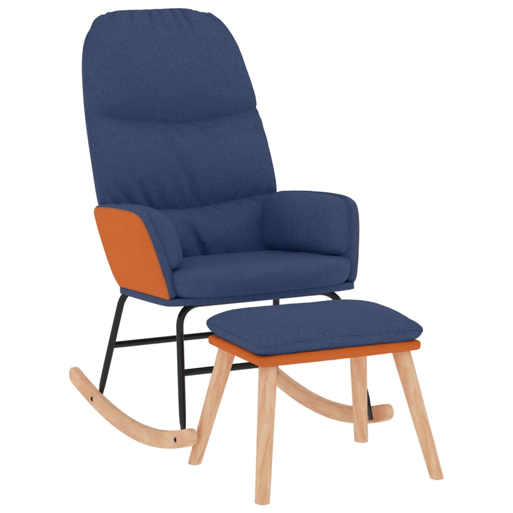 Schaukelsessel mit Hocker Blau Stoff