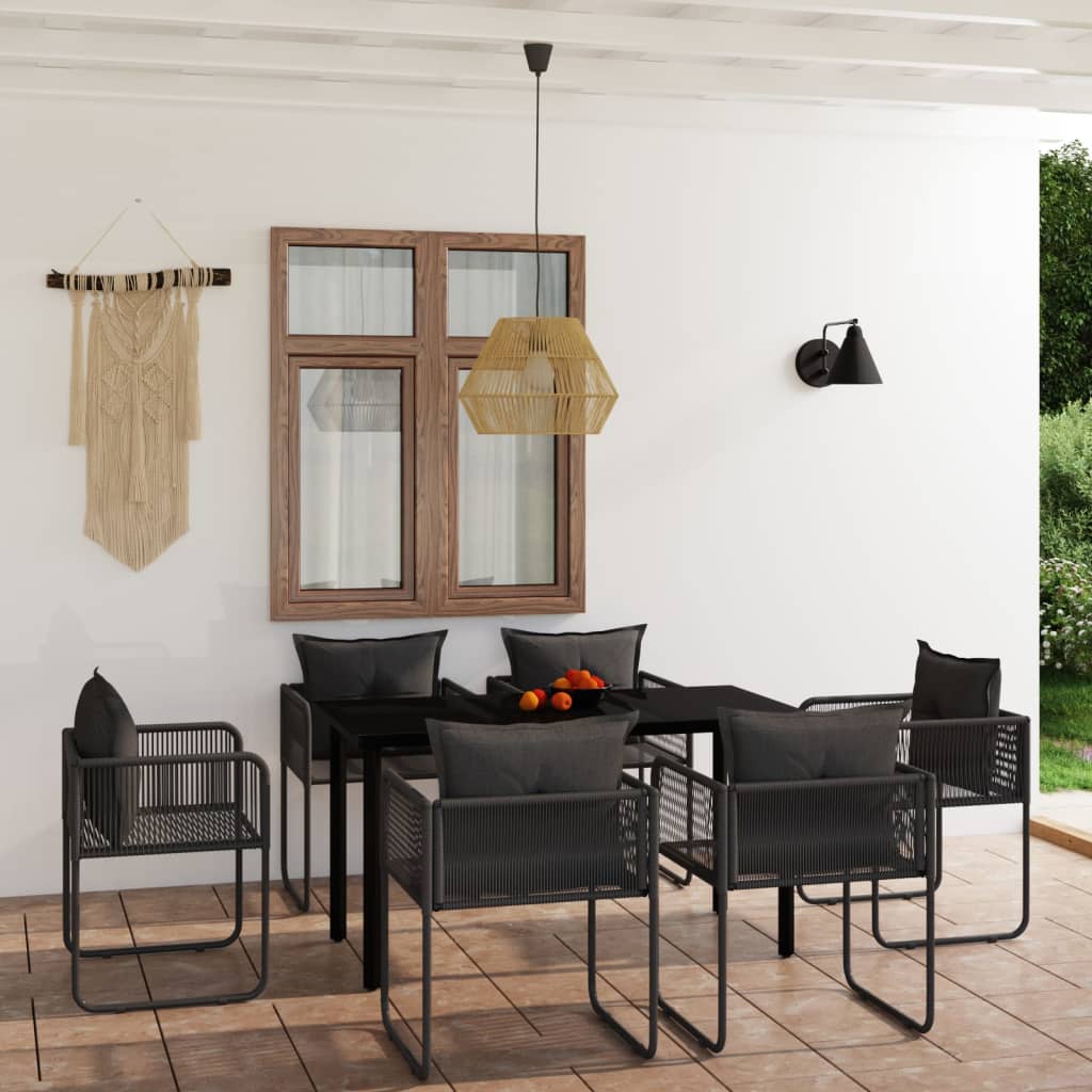 7-tlg. Garten-Essgruppe Schwarz