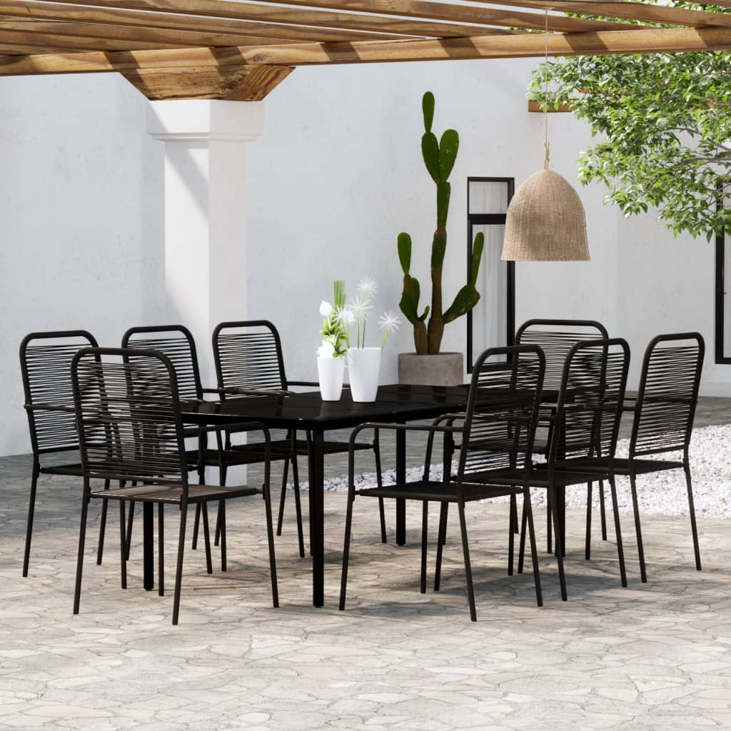9-tlg. Garten-Essgruppe Schwarz