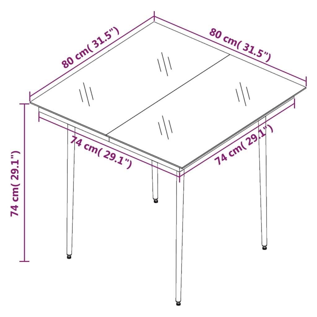 3-tlg. Garten-Essgruppe Schwarz PVC Rattan