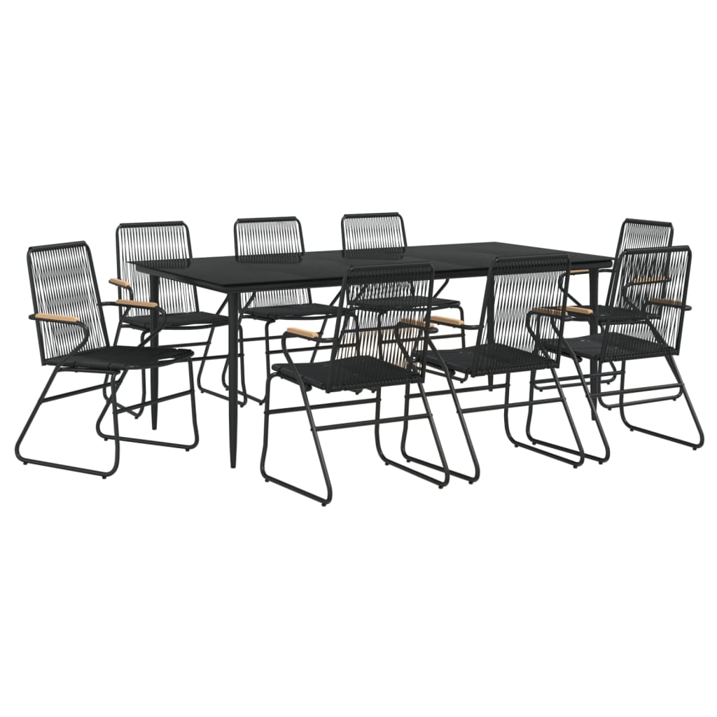 9-tlg. Garten-Essgruppe Schwarz PVC Rattan