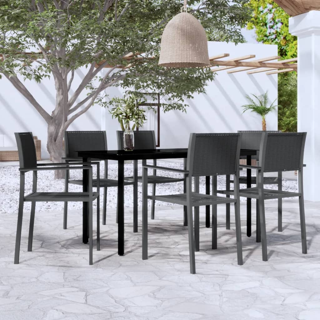 7-tlg. Garten-Essgruppe Schwarz