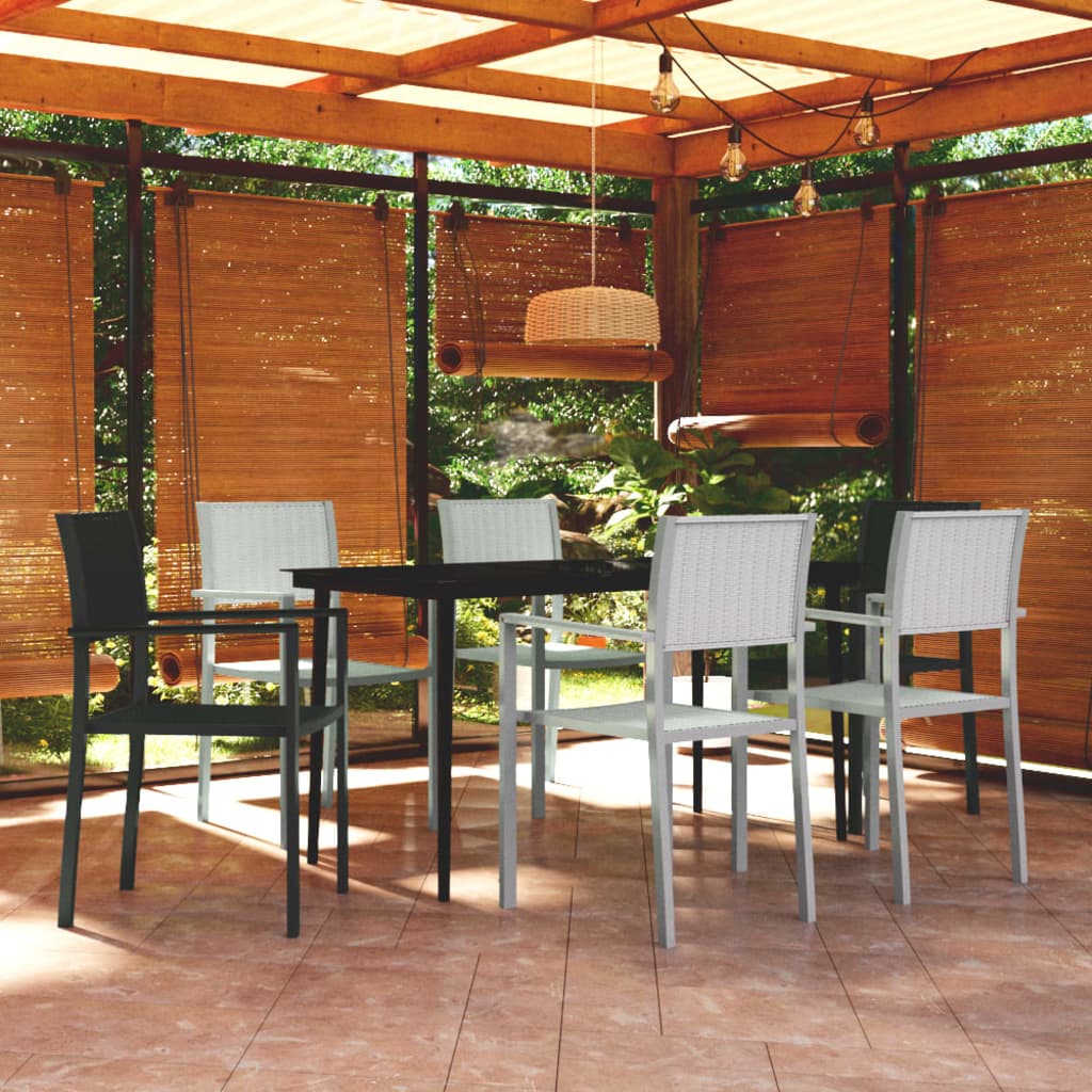 7-tlg. Garten-Essgruppe Schwarz und Weiß