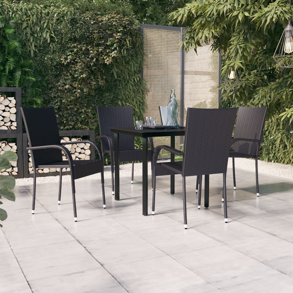 5-tlg. Garten-Essgruppe Schwarz