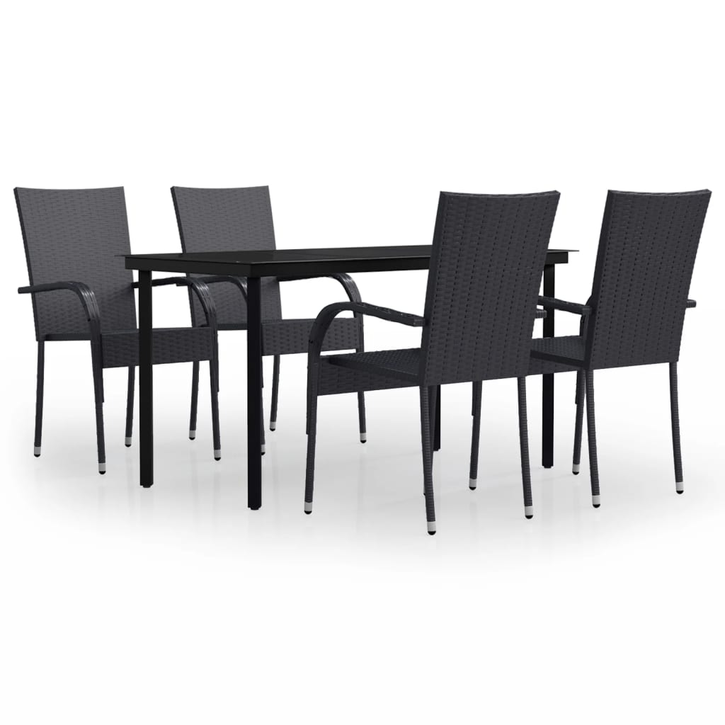 5-tlg. Garten-Essgruppe Schwarz