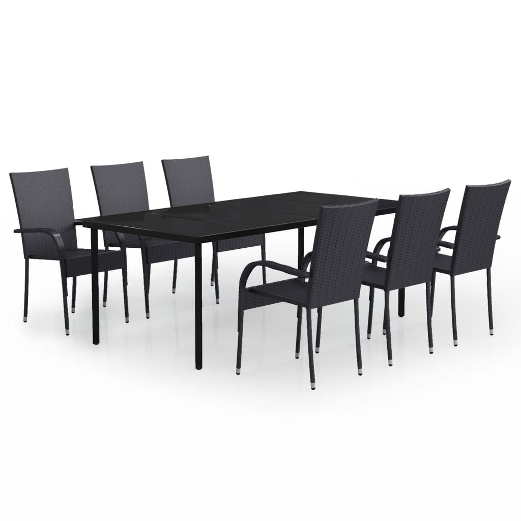 7-tlg. Garten-Essgruppe Schwarz
